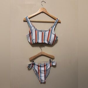 SHEIN Striped Bikini Set - Blue, Orange, White